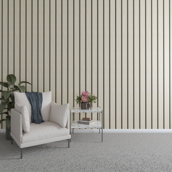 Ekena Millwork 48H x 3/8T Adjustable Wood Slat Wall Panel Kit w/ 4W Slats, Birch contains 11 Slats SWW55X48X0375BI - main